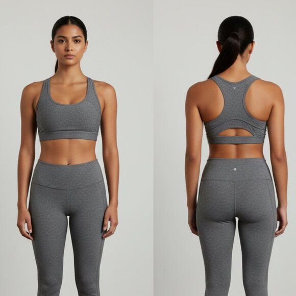 Xersion XL Gray Racerback Open Back Sports Bra Workout Yoga Top High Impact - Picture 1 of 6